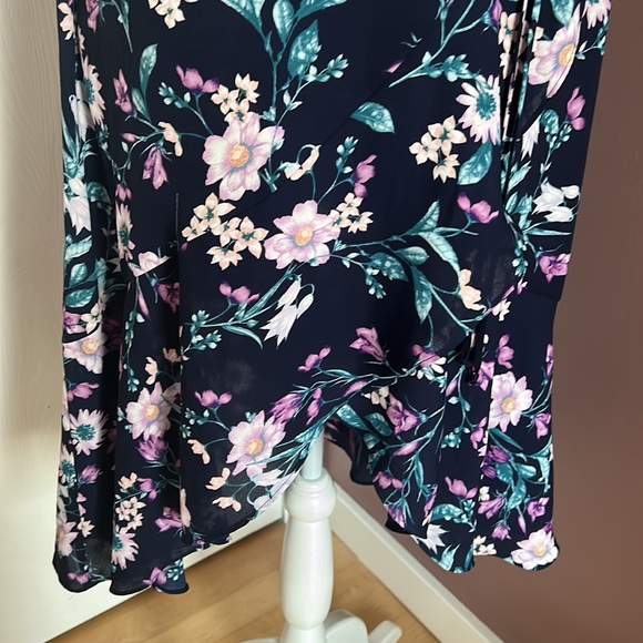 SOCIALITE - Ruffle Trim Wrap Dress - Navy Purple Floral - Summer Dress - Picture 9 of 11